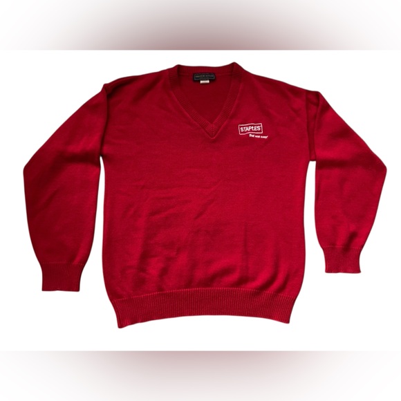 Vintage Y2K unisex eclectic grandpa red holiday sweater ugly Christmas medium - Picture 1 of 8